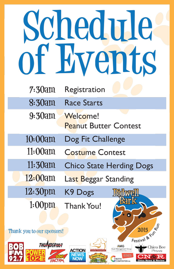 Bidwell Bark Event Schedual